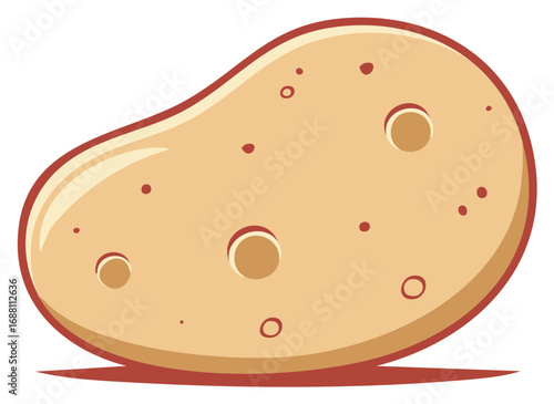 Illustrated Potato with Eye Spots Simple Graphic Vector Image Fresh Vegetable