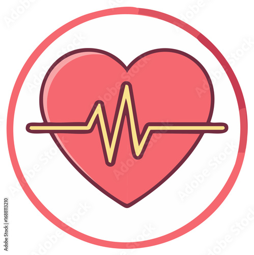 Cardiology Icon Graphic Featuring Heart and EKG Tracing