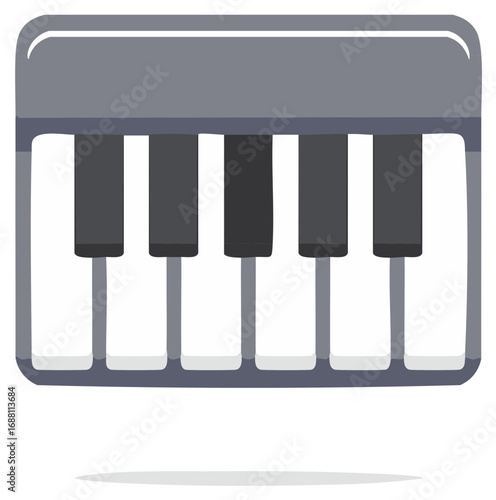 Simple Cartoon Piano Keyboard Illustration with Black and White Keys for Music Applications