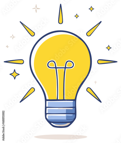 Cartoon illustration of a glowing light bulb representing an idea or concept.