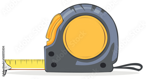 Yellow and grey construction tape measure tool for home improvement cartoon vector illustration