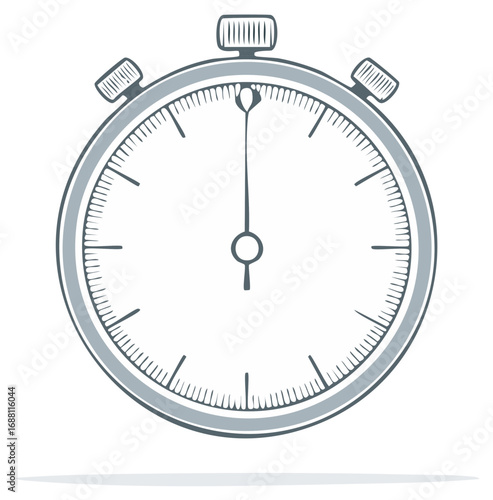 Stopwatch Outline Vector Illustration, Sport Tool Isolated on White Background, Hand Watch