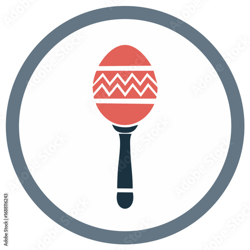 Maraca shaker flat vector icon. Latin music percussion instrument for celebration and festival design.