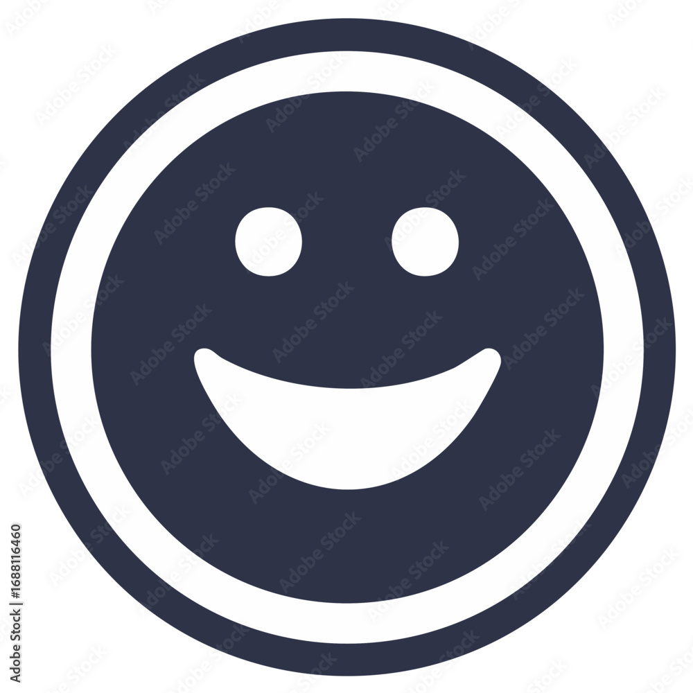 Fototapeta premium Happy Face Vector Icon, Circular Outline, Smiley Emoji, Simple Positive Illustration