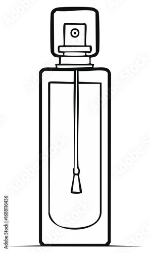 Perfume Bottle Minimalist Line Art Aroma Container Outline Beauty Essential Black and White