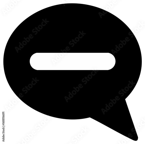 Negative Speech Bubble Icon Representing Rejection or Deletion, Messaging Symbols