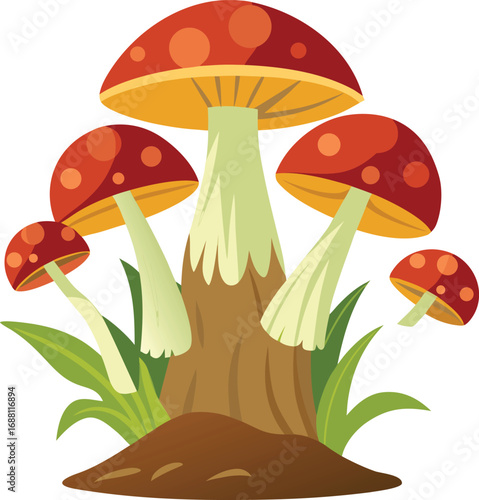 Mushrooms Growing On Tree Trunk