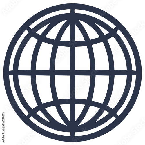 World Globe Icon Simple Line Art Vector Graphic Symbol of Planet Earth