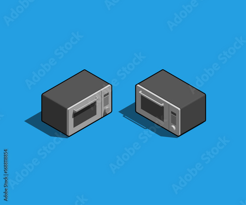 Silver Microwave Isometric Illustration