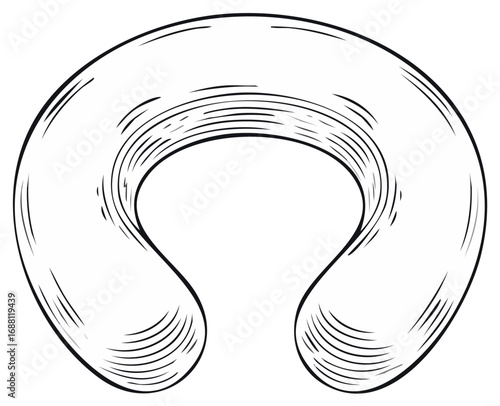 U-shaped neck pillow monochrome drawing for relaxation and neck support relief