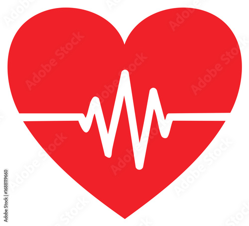 Red Heartbeat Cardiogram: Medical Vital Signs Graphics Illustration
