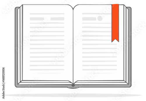 Open Book Illustration with Bookmark Showing Pages Reading Concept
