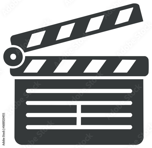 Isolated clapperboard icon for film or video production concept in vector graphic design
