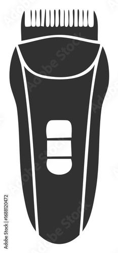 Close Up Silhouette of an Electric Beard Trimmer with Blades and Buttons
