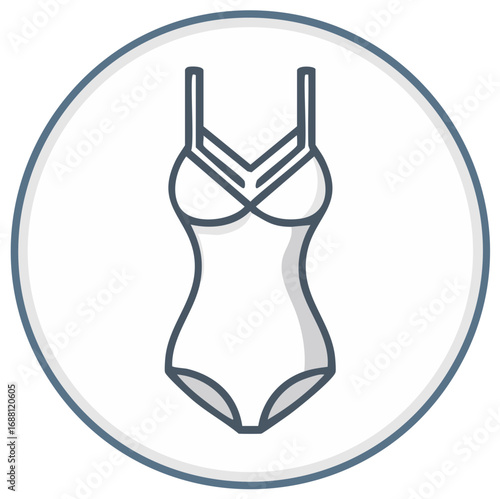Swimsuit Icon Summer Fashion Illustration Beachwear Outline One-Piece Bathing Suit