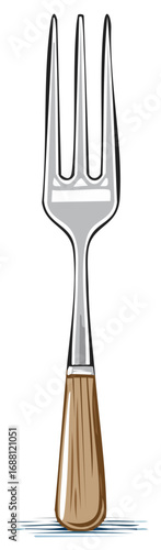 Vector Illustration of Silver Fork with Brown Handle for Dining and Eating