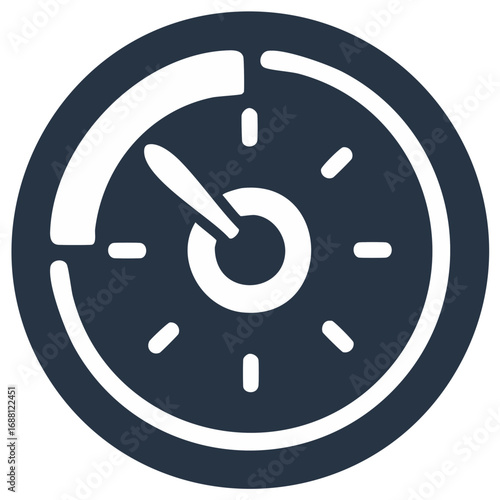 Stylized Timer Icon: Progress, Speed, Time Management, and Productivity Symbol