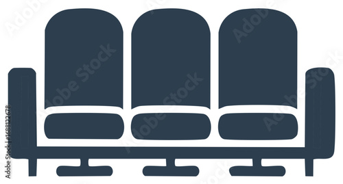 Theater seats illustration. Cinema or auditorium chairs. Vector drawing of a row of empty spectator chairs