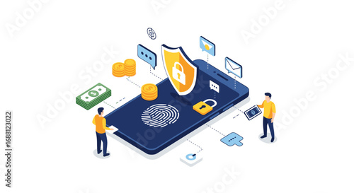 Secure mobile banking with fingerprint security, money transfers, and financial app protection ensures safety