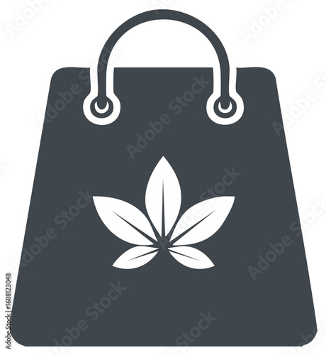 Shopping Bag Graphic with Floral Leaf Element for Retail Delivery and Eco Themes
