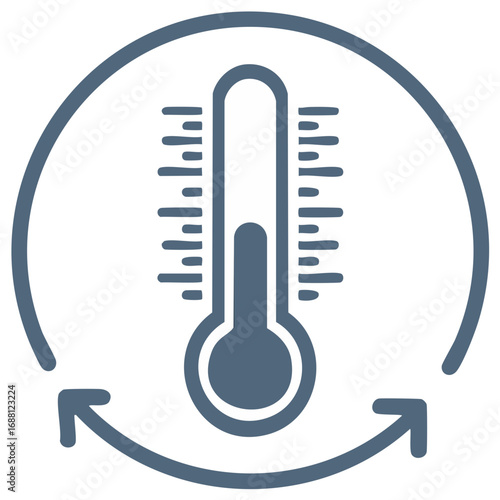 Thermometer icon with arrows indicating temperature or process