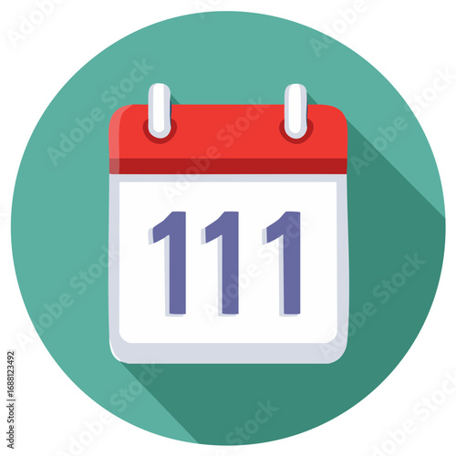 Calendar icon with the date 111, isolated on a green background