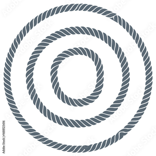 Twisted nautical rope coiled in a spiral and concentric circle shape vector graphic