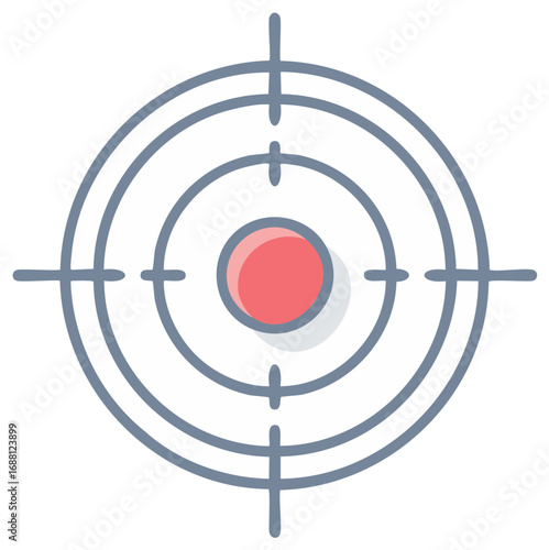 Hand drawn target icon with red bullseye representing business goals accuracy and success
