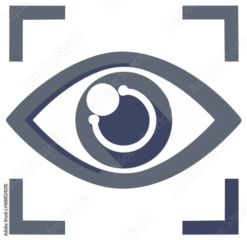 Stylized eye symbol within framing corners representing observation and surveillance