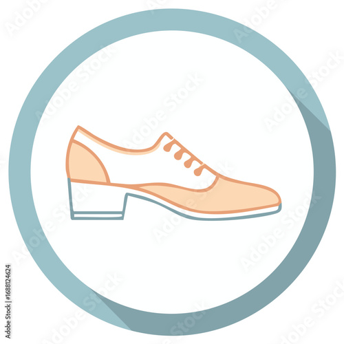 Classic Lace Up Dress Shoe Flat Design Icon with Long Shadow