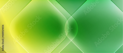 Abstract geometric shapes blend yellow, green hues. Soft gradients create luminous effect, modern design. Minimalist composition, vibrant colors.