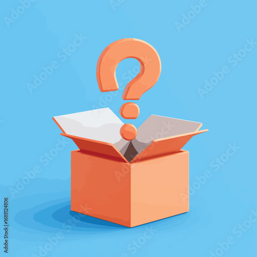 3d exclamation mark from an open box
