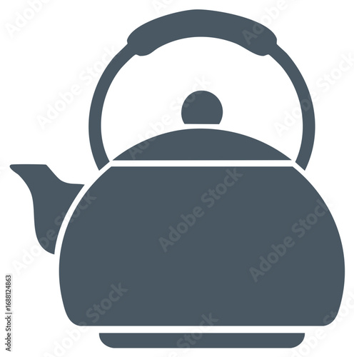 Minimalist teakettle icon with spout and handle for brewing tea or coffee