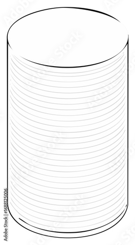 Stylized Line Drawing of a Smooth Cylindrical Can with Horizontal Lines