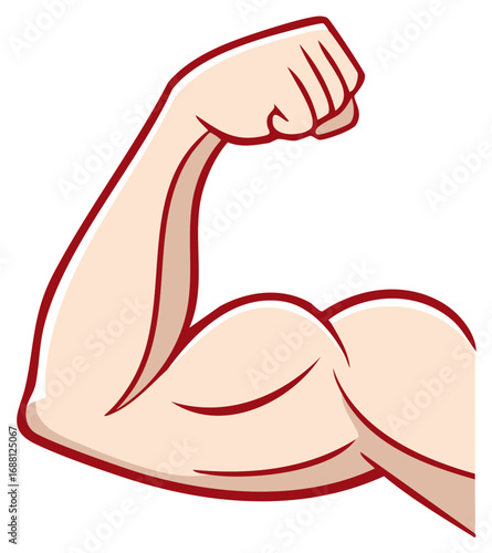 Strong cartoon arm flexing bicep muscle showing power and fitness