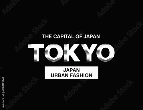 This artistic representation captures the essence of Tokyo's urban fashion scene with dynamic typography, celebrating the city's identity as a fashion-forward hub.