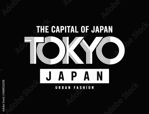 This striking image showcases Tokyo's urban fashion industry through contemporary typography, emphasizing the city's vibrant culture and modern artistic expression.