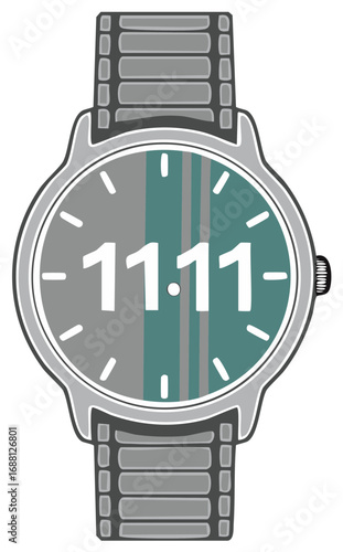Wristwatch Illustrative Design Displaying Eleven Eleven Time for Singleness Day