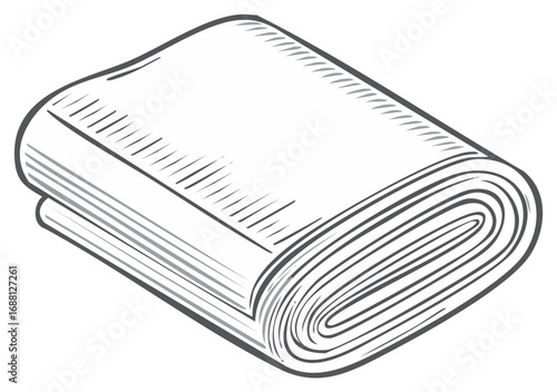Simple line art drawing of a neatly folded blanket or towel with shading