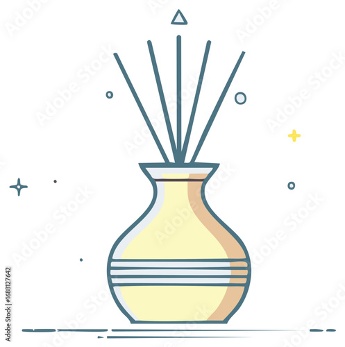 Aromatic reed diffuser illustration. Aromatic essential oil dispenser