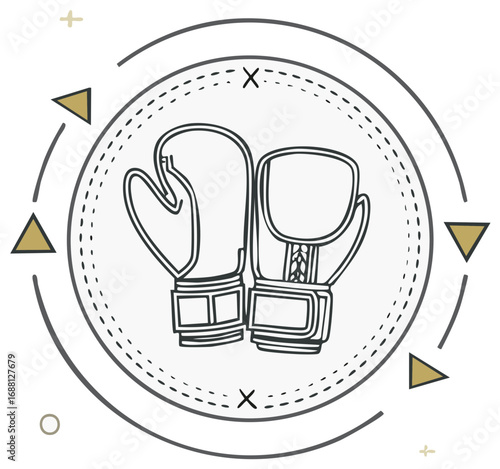 Boxing Gloves in Badge Style Frame Design Elements