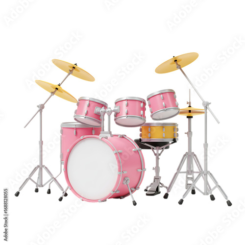 3D cartoon pink drum set icon
