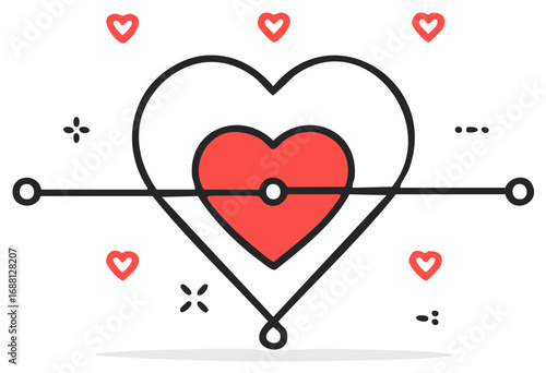 Stylized Graphic Heart Design Symbolizing Connected Love and Interlinked Hearts