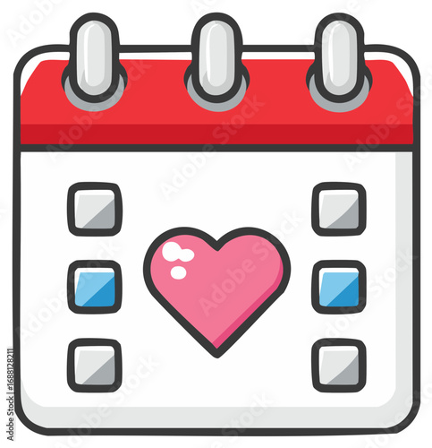 Calendar with Pink Heart Icon for Special Dates and Events