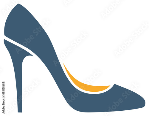 Sleek blue high heel shoe minimalist vector graphic design for fashion and elegance