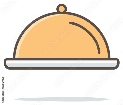 Covered plate serving dish illustration for restaurants and food service