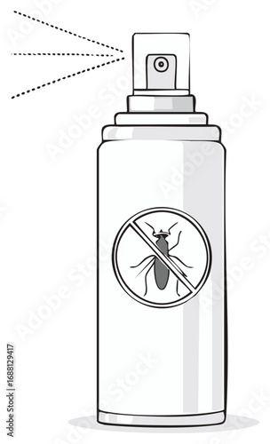 Mosquito Repellent Spray Can Illustration with Prohibition Symbol Spraying