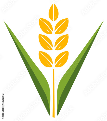 Graphic depiction of grains and foliage in yellow and green colors