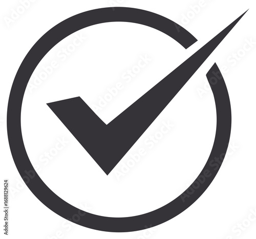 Dark Check Mark in Circle Illustration for Approval or Validation Concept
