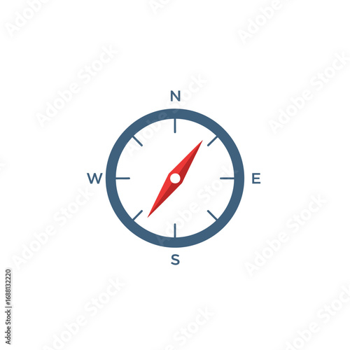 Free Download Illustration of a compass with a red needle pointing north on a white background for navigation use - GFXLoad